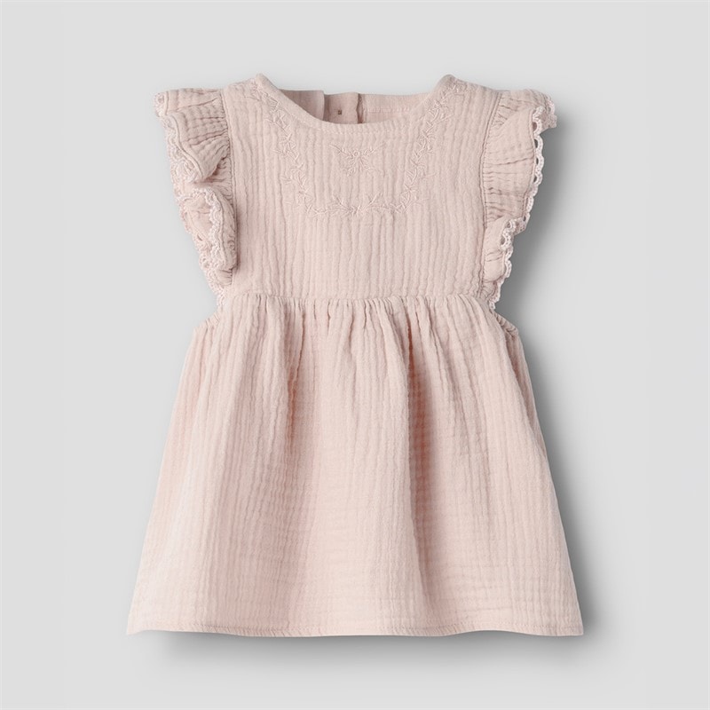 Lil' Atelier Meisjes Fulina Jurk met Korte Mouwen Peach Whip