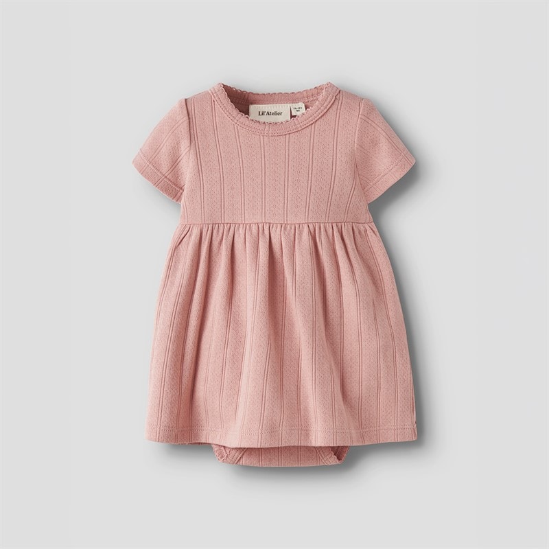 Lil' Atelier Meisjes Falina Korte Mouw Jurk Misty Rose