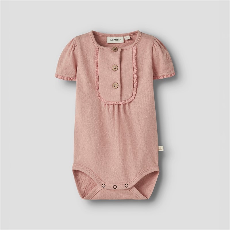 Lil' Atelier Grenouillère courte à manches courtes Halina Fille Rose Tan