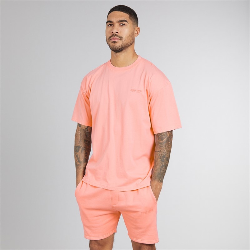 Avant Garde Heren Creatieve T-shirt En Korte Broek Set Coral