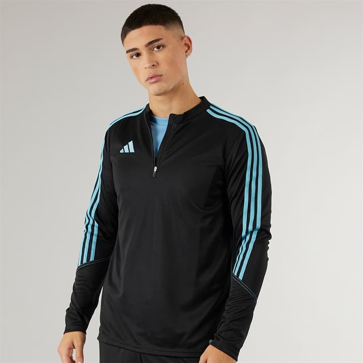 adidas Heren Tiro 23 Club 1/4 Rits Training Top Zwart/Preloved Blauw