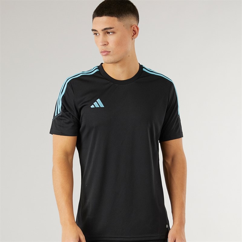 adidas Heren Tiro 23 Club T Shirt Zwart/Preloved Blue