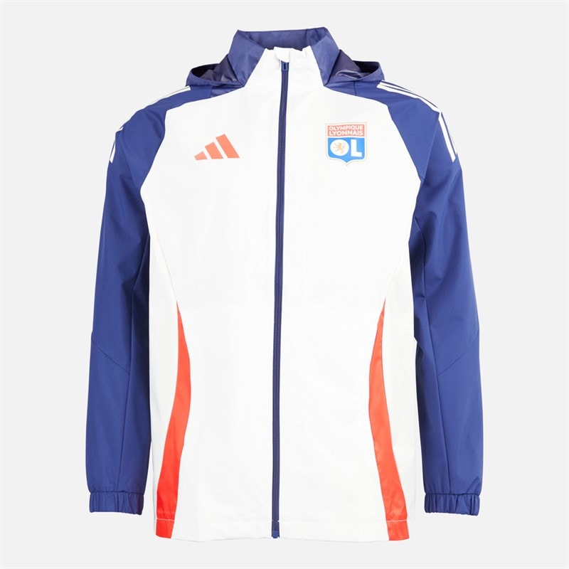 adidas Heren OL Olympique Lyon All Weather Jack wit Tint/Midnight Indigo/Bright Red