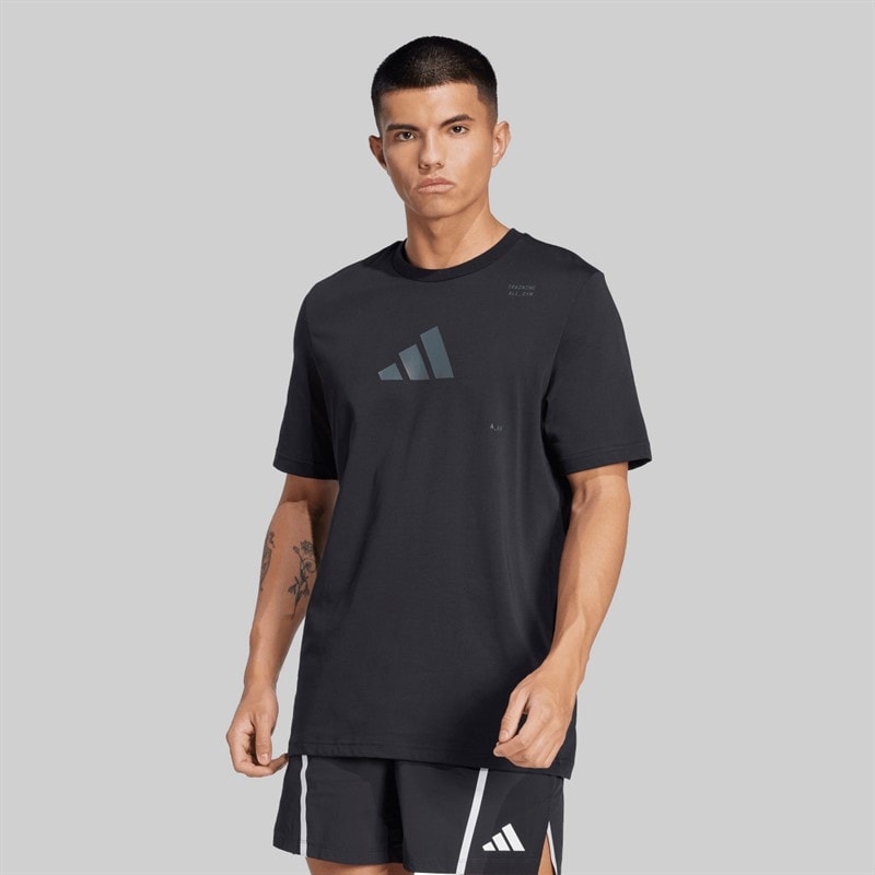 adidas T-shirt à dos graphique homme, catégorie tout le fitness Noir/Grey Six
