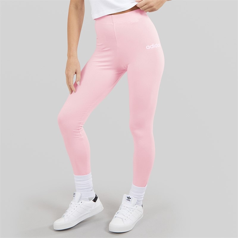 adidas Dames Essentiële Lineaire Leggings Clear Pink/Wit