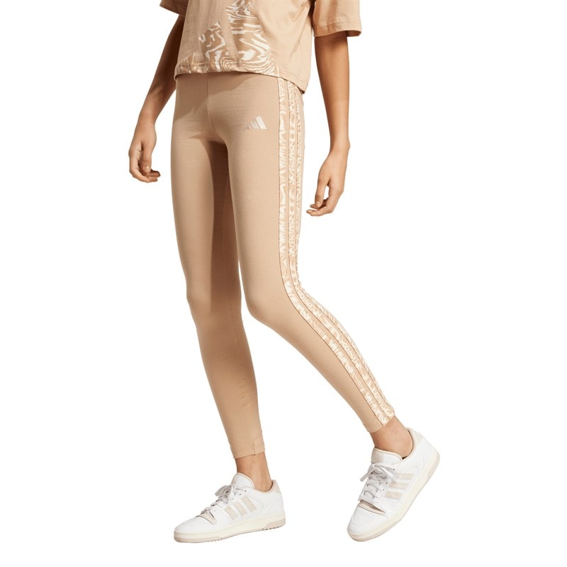adidas Dames RC Essentials Seizoensgebonden Dierlijke Print Leggings Warm Sandstone/Wonder White
