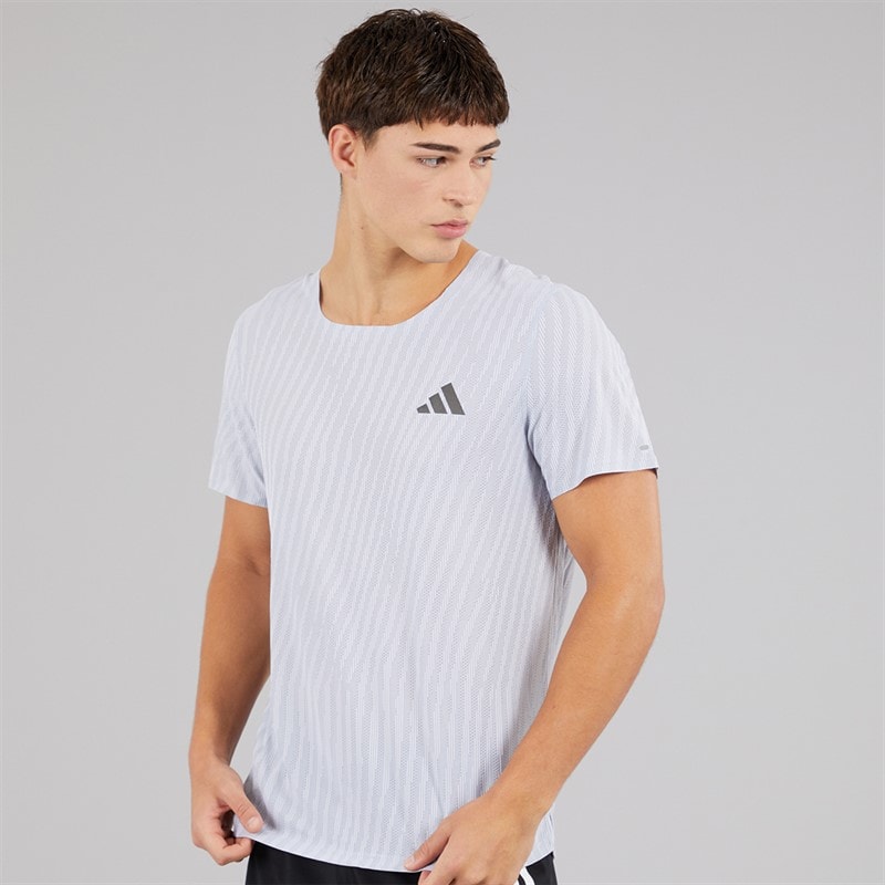 adidas T-shirt de course Adi365 Climacool+ Homme Halo Silver/Blanc