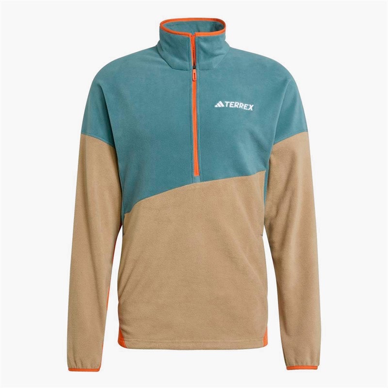 adidas Heren Terrex Multi Climawarm Fleece Anorak Preloved Teal/Cardboard/Semi Impact Orange