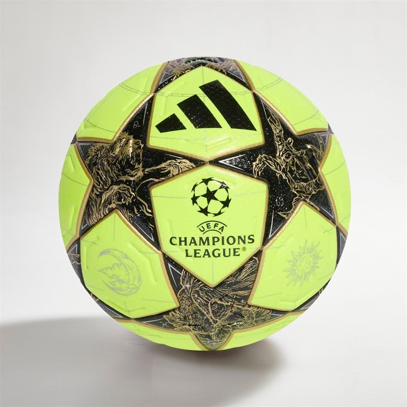 adidas Heren UEFA Champions League Pro Winter Voetbal (FIFA Pro Gecertificeerd) Solar Yellow/Zwart/Gold Metallic/Silver Metallic