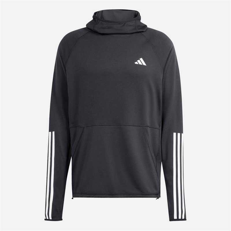 adidas Heren Own The Run 3 Strepen Hardloop Hoodie Zwart