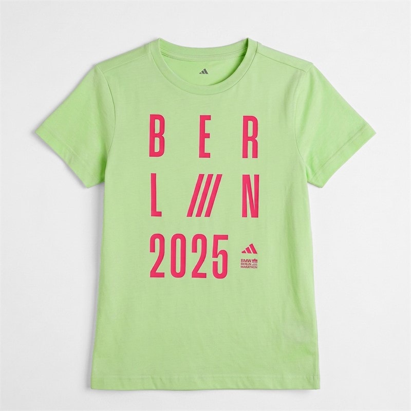 adidas Kinderen BMW Berlin Marathon 2025 Grafisch Hardloop T shirt Signal Green