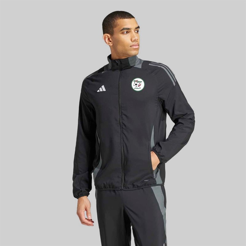 adidas Herren FAF Algerien FC 24/25 Präsentationsjacke Schwarz/Team Dark Grey
