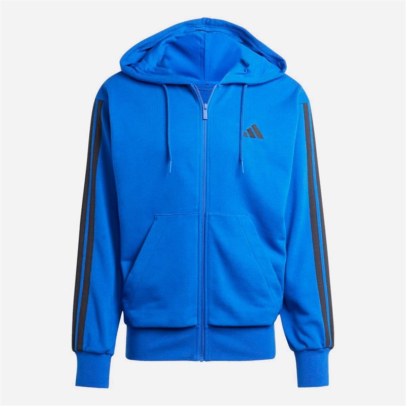 adidas Herren Essentials 3 Streifen Full Zip Hoodie Royal Blue/Schwarz