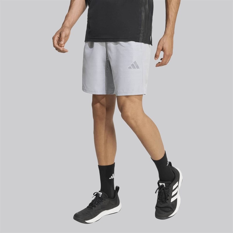 adidas Herren Trainings Essentials Basis Melange Gewebte Shorts Halo Silver Mel