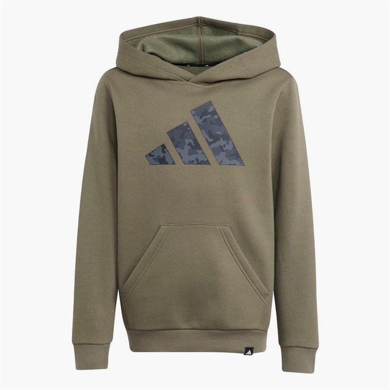adidas Junge Kapuzenpullover mit Tarnmuster-Grafik Olive Strata