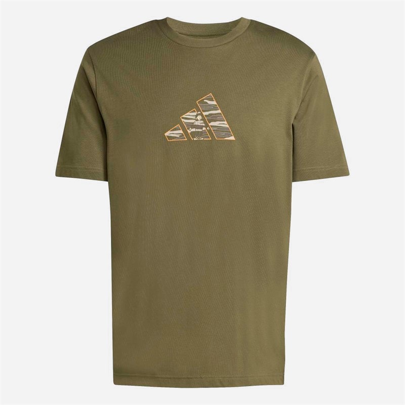 adidas Herren Camouflage Explorer Grafik T Shirt Olive Strata