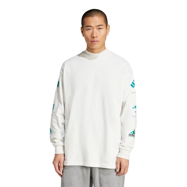 adidas Originals Heren EQT Grafisch T shirt met lange mouwen Cloud White