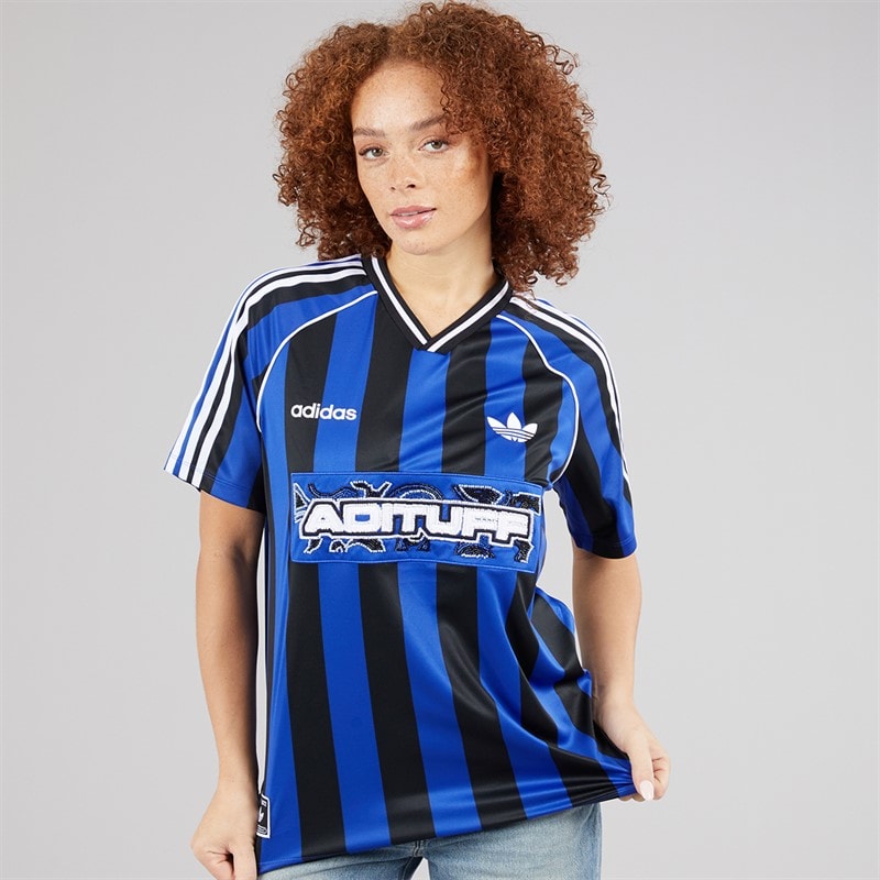 adidas Originals Damen Perlen Gestreift Jersey Semi Lucid Blue/Schwarz