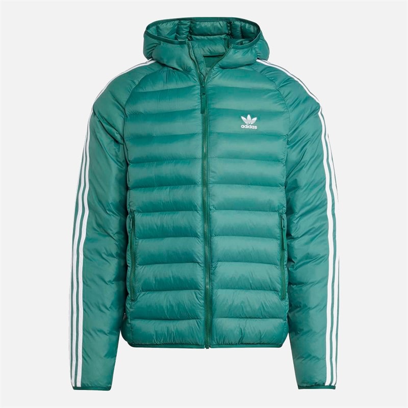 adidas Originals Heren Gewatteerd Capuchon Puffer Jas Collegiate Green/Wit