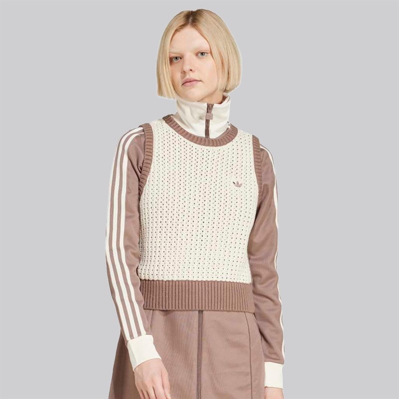 adidas Originals Damen Adicolor Gestrickte Weste Wonder White