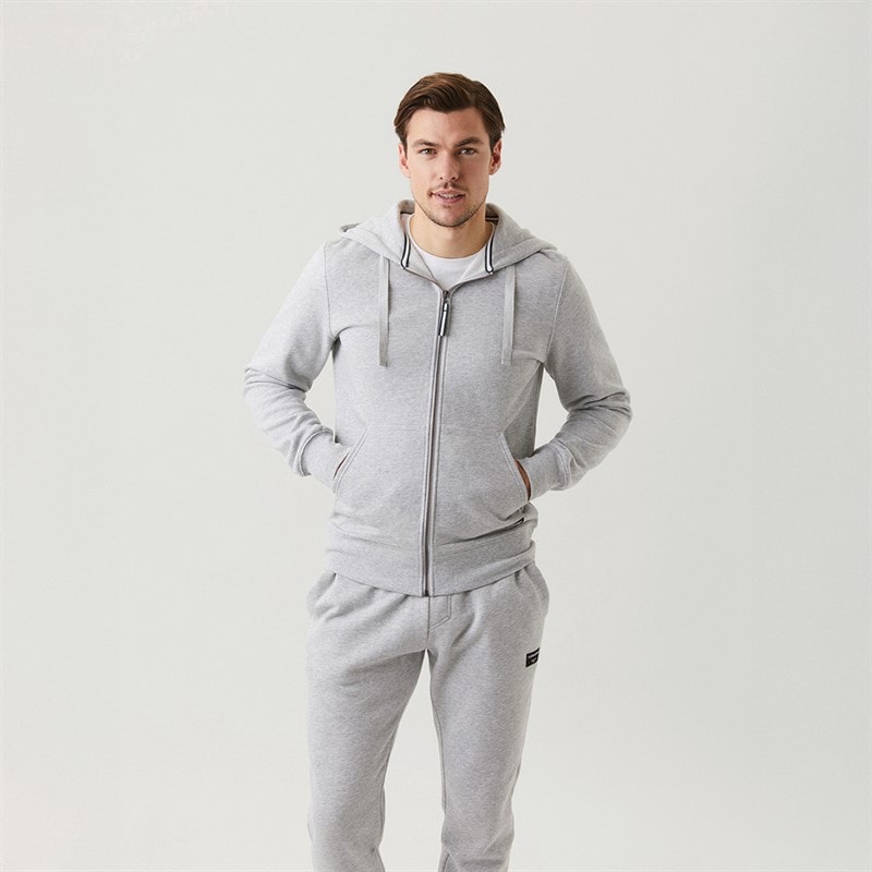 BJORN BORG Heren Centre Zip Hoodie Licht Grijs Melange