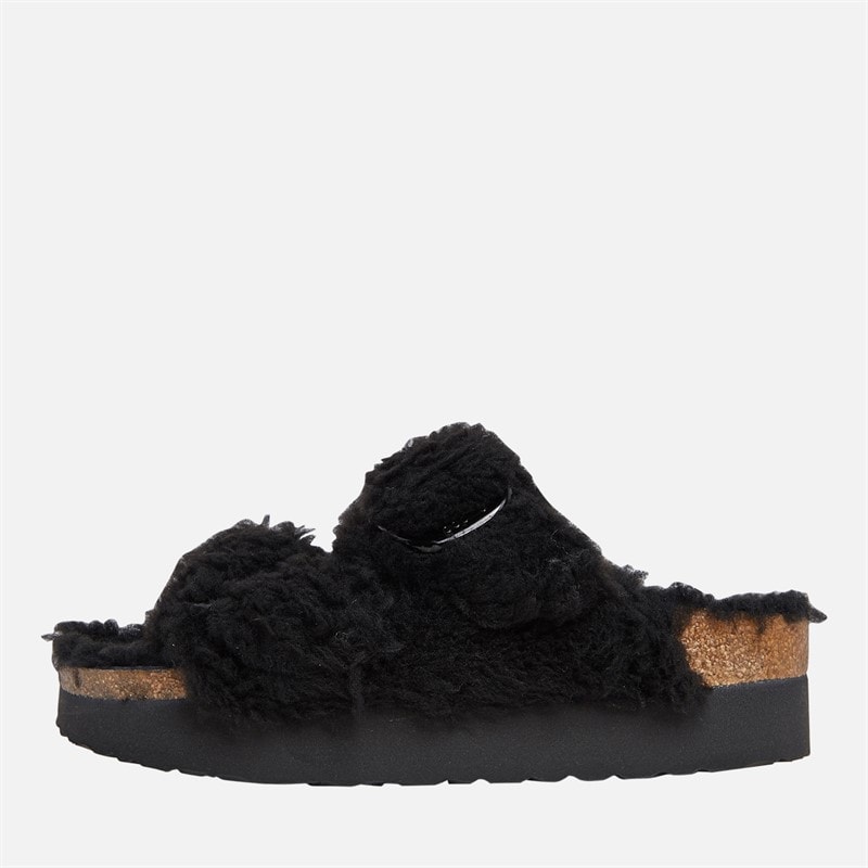 Birkenstock Damen Arizona Big Buckle Plateatform Zweifacher Riemensandalen Schwarz