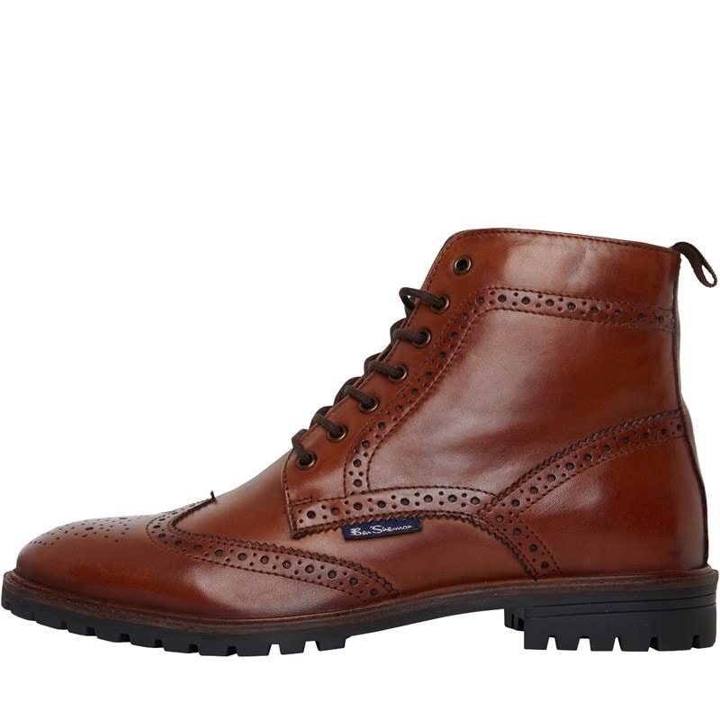 Ben Sherman Heren Duke Lederen Brogue Laarzen Bruin