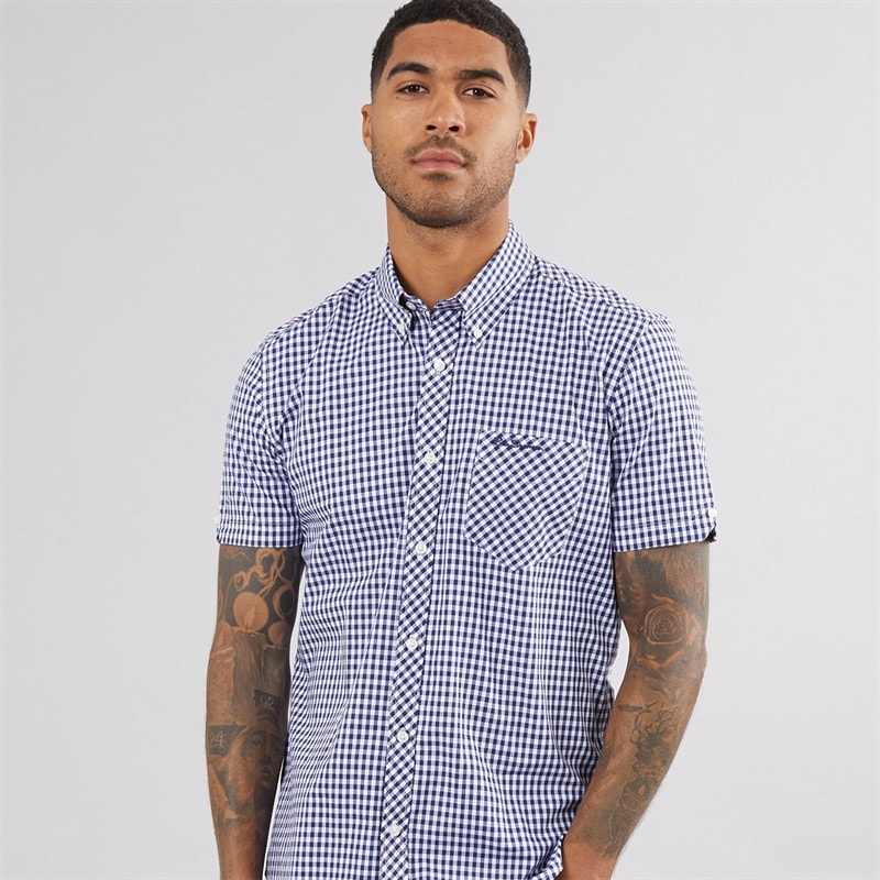 Ben Sherman Chemises à Manches Courtes Homme Bleu Foncé