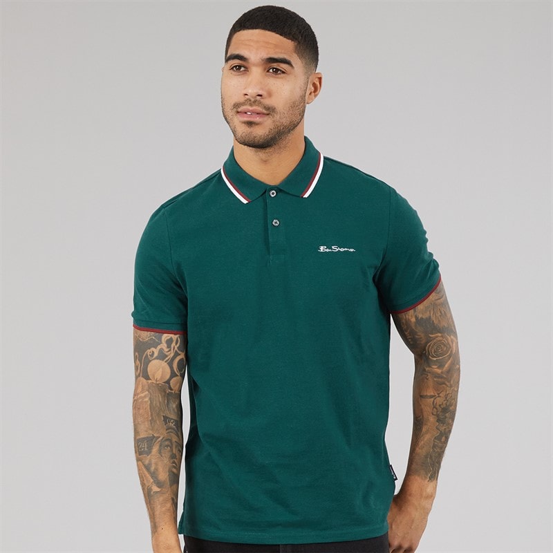 Ben Sherman Koszula koszulka polo z podwójnym ściągaczem dla niego kolor Jade
