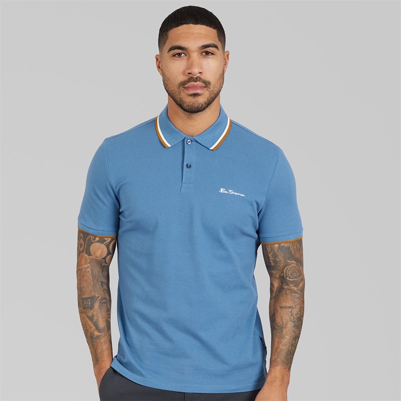 Ben Sherman Polo Homme à double bande contrastante Airforce