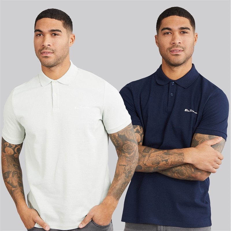 Ben Sherman Pacquet Double polos unis Homme Light Green/Dark Navy