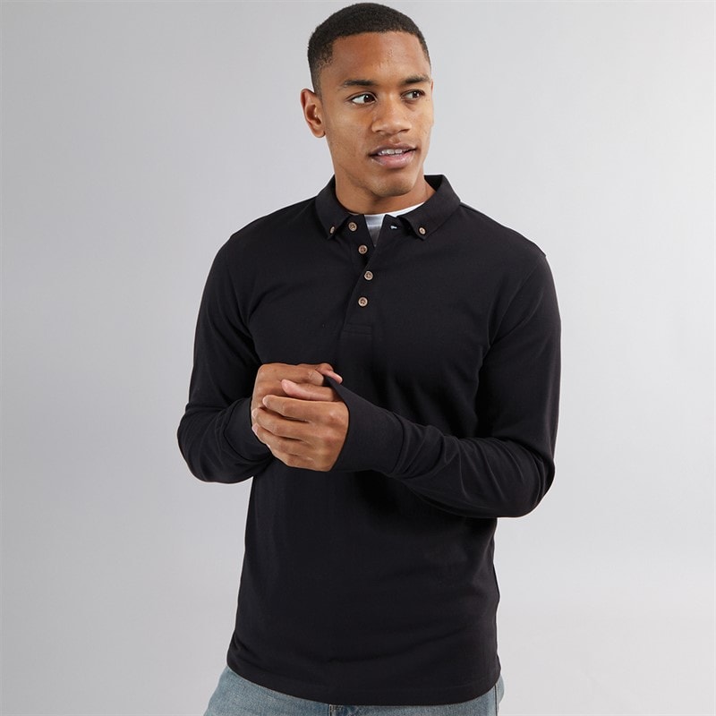 Brave Soul Polo Manches Longues Homme Noir