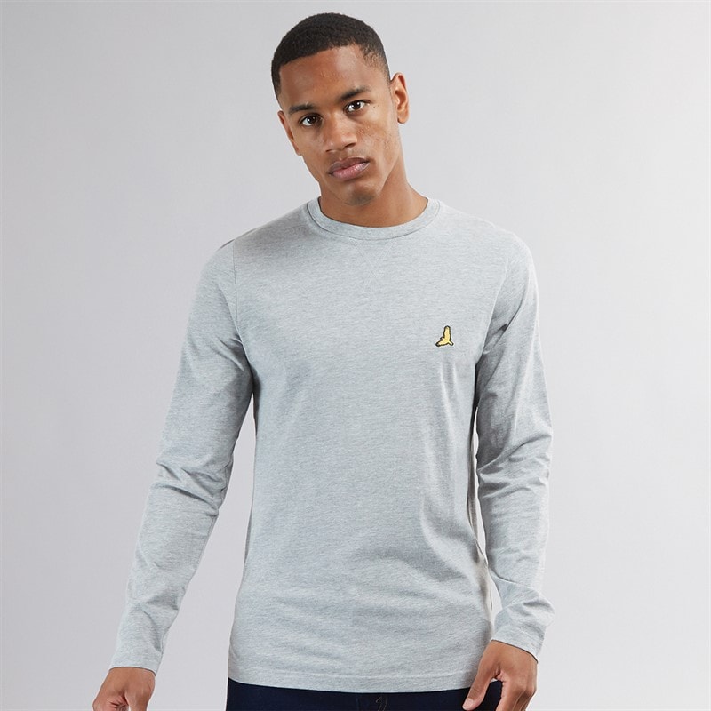 Brave Soul Heren Franz T-shirt met lange mouwen en ronde hals Lichtgrijs Melange/Donker Antraciet Melange