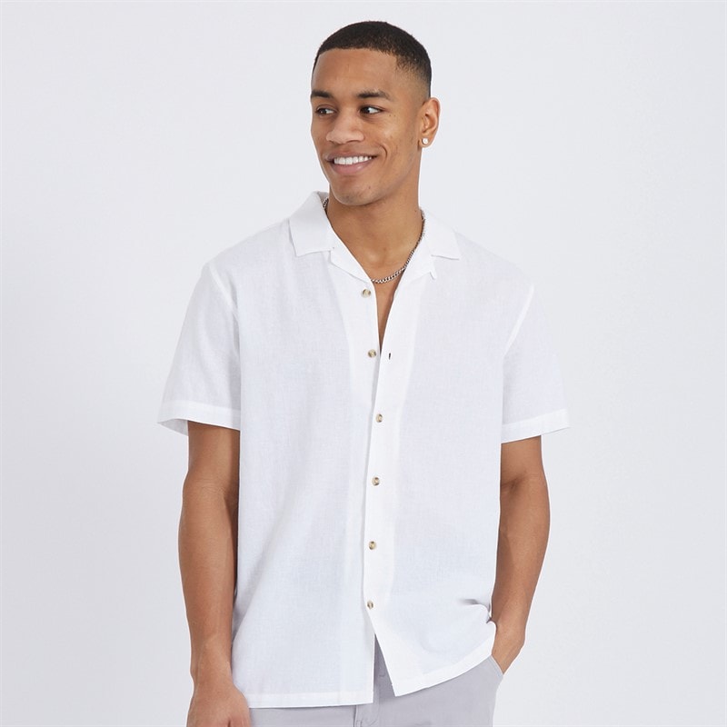 Brave Soul Heren Eubank Shirt Optisch Wit