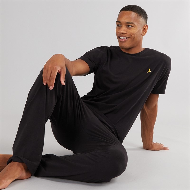 Brave Soul Heren Robbert T-Shirt En Lounge Broek Set Zwart