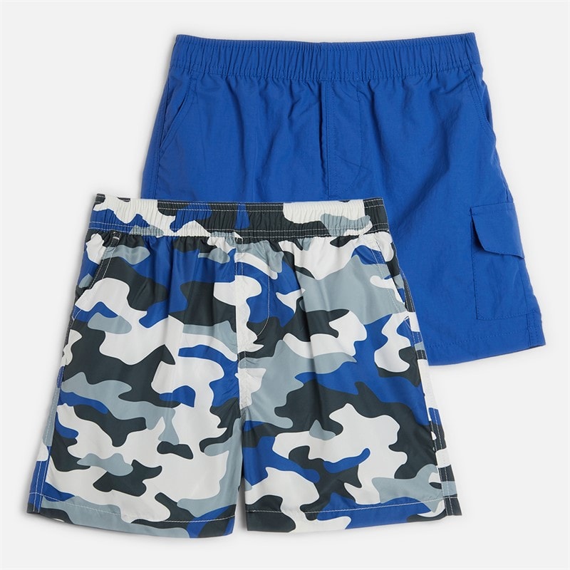 Brave Soul Jongens Zwembroek Set van 2 Blauw/Blauw Camo Blue + Blue Camo