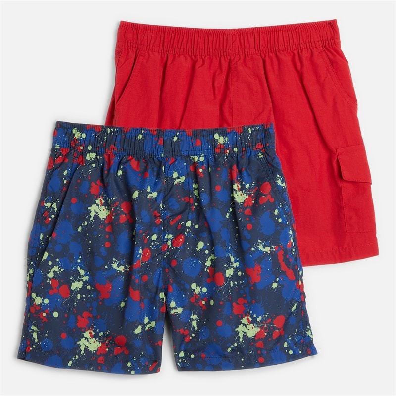 Brave Soul Jongens Set van 2 Zwembroeken Rood/Multi Print Red + Multi Print