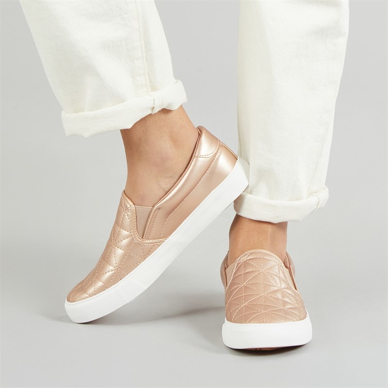 Brave Soul Baskets matelassées étoiles Femme à enfiler Rose Gold Metallic