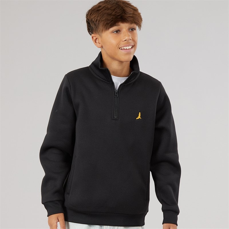 Brave Soul Jongens Idaho Quarter Zip Sweatshirt Zwart