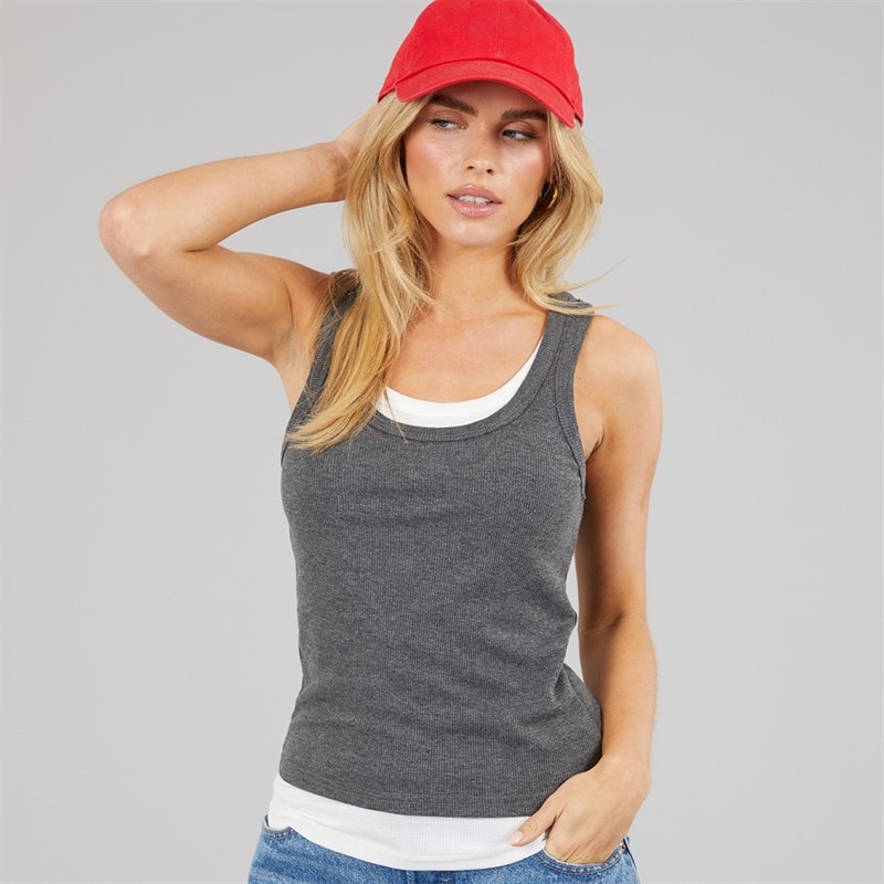 Brave Soul Dames Stella Vest Charcoal Marl/Wit