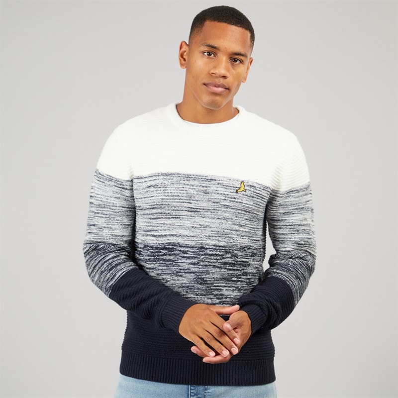 Brave Soul Pull en maille Homme Kilam Navy/Ecru