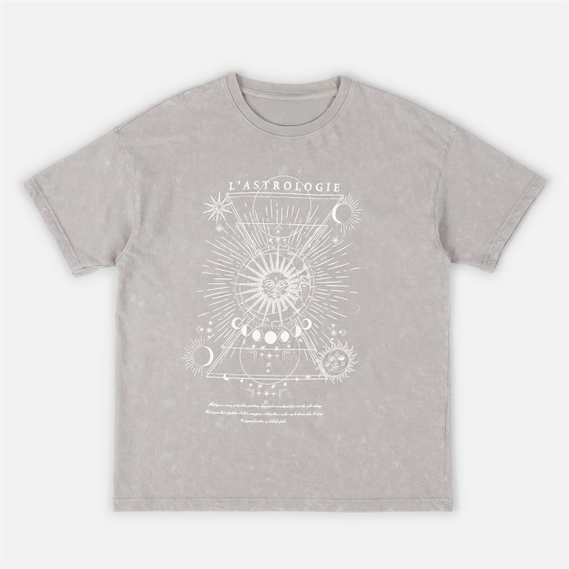 Brave Soul T-shirt Femme L'astrologie Acid Wash Grey Acid Wash
