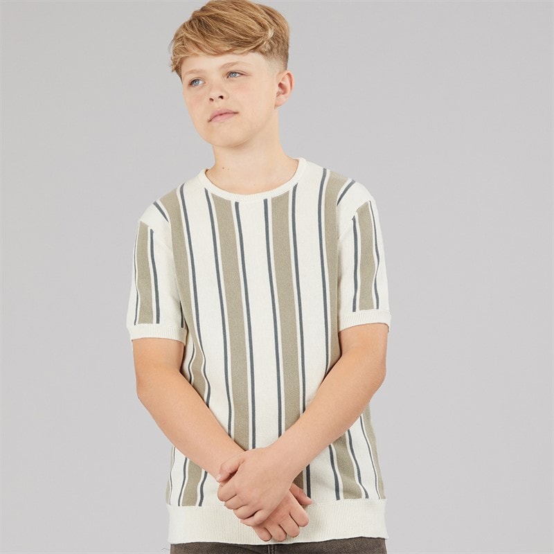 Brave Soul T-shirt en tricot Gillam Garçon Cream/Light Green/Mid Green