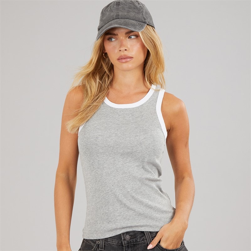 Brave Soul Dames Lucie Contrast Vest Grey Marl/Wit