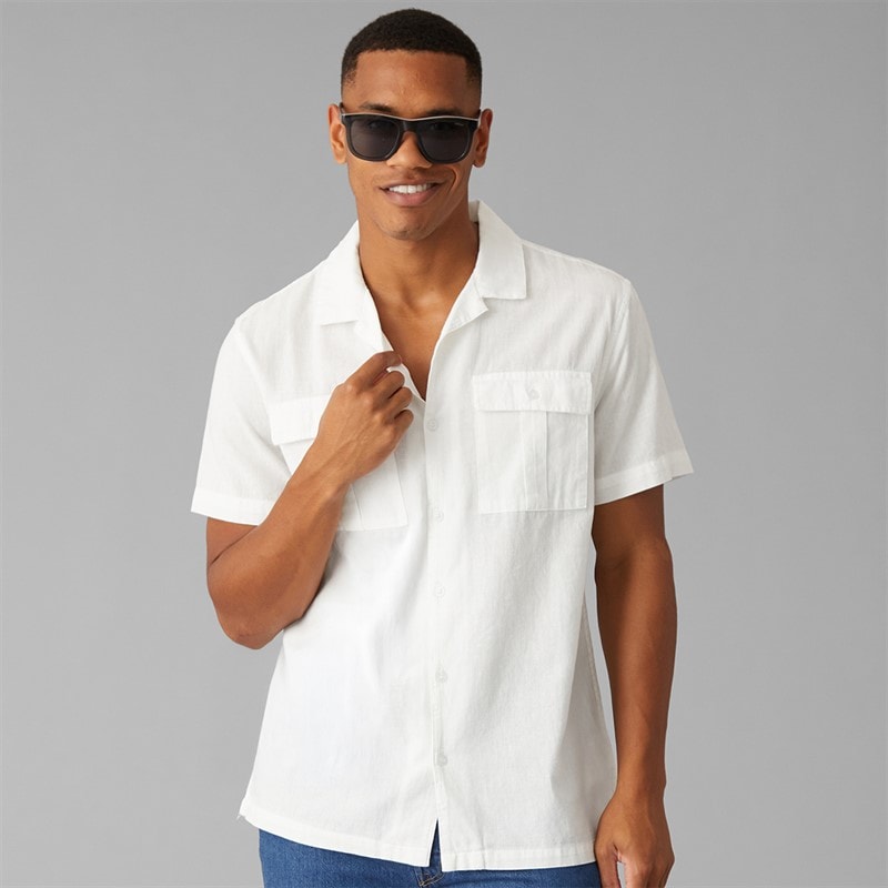 Brave Soul Herren Mikitad Shirt Optic White