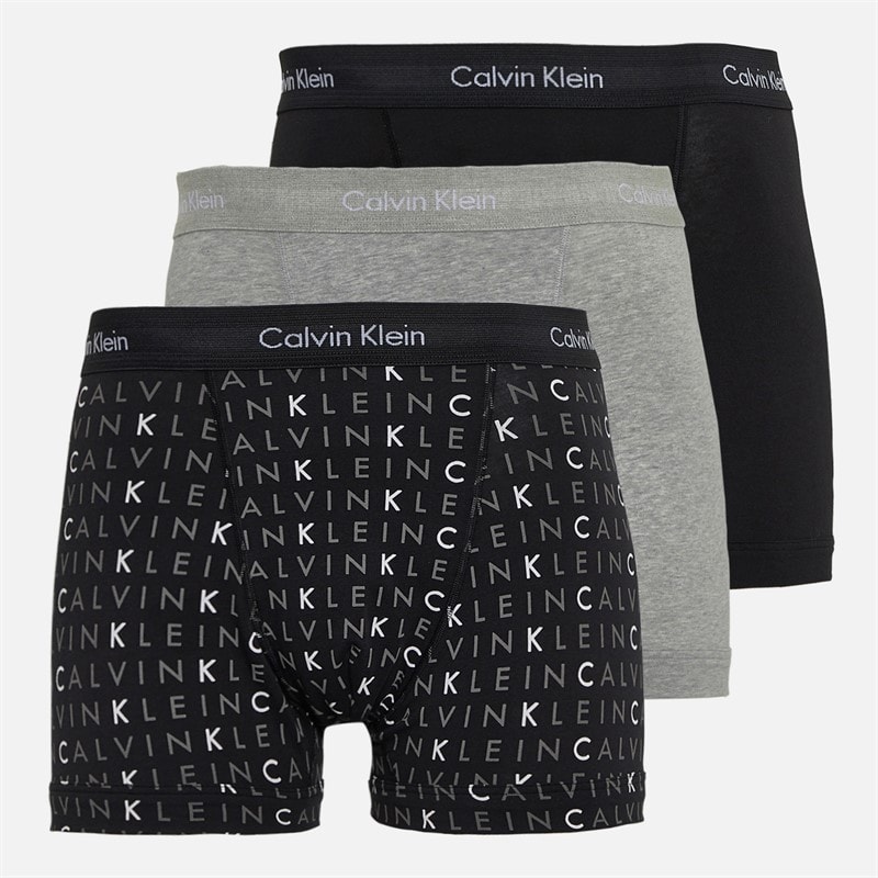 Calvin Klein Heren Katoen Stretch Drie Pak Boxer Trunks Zwart/Grey Heather/Subdued Logo