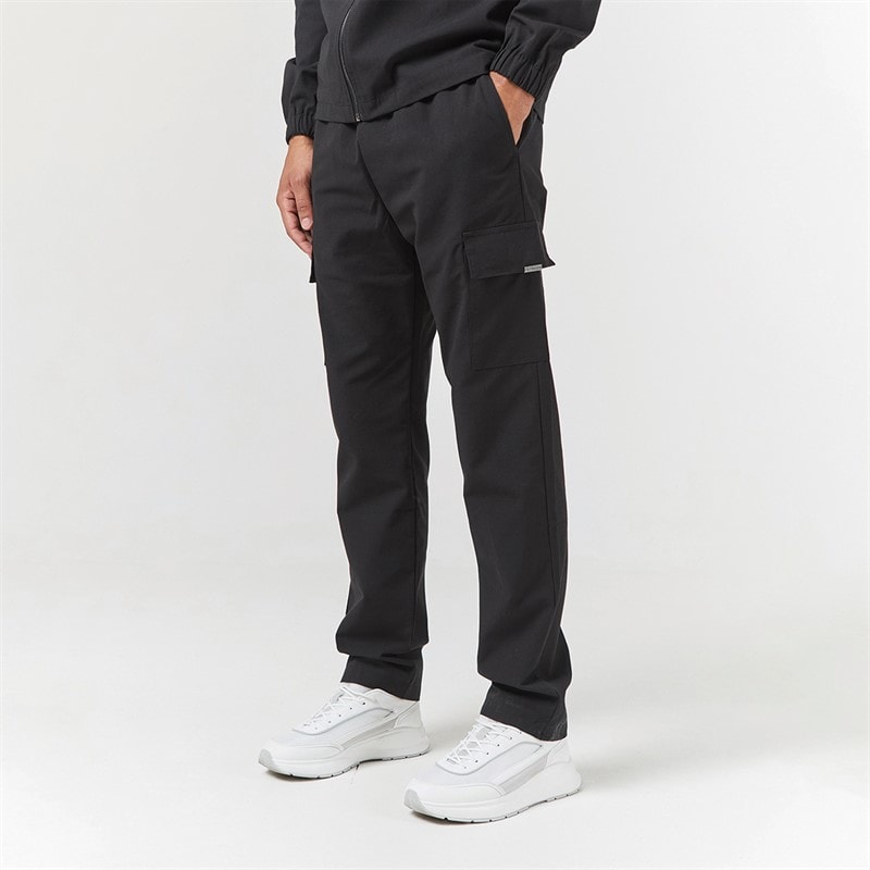 Closure London Heren Slim Fit Open Hem Utility Broek Zwart