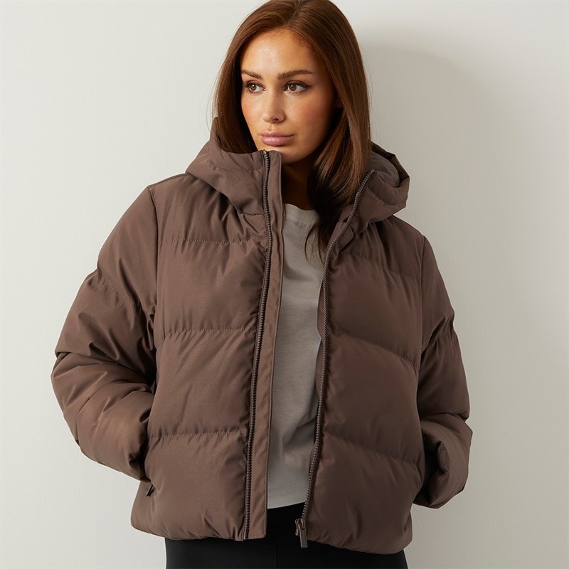 Closure London Dames Storm Cuff Korte Puffer Jas Koffie