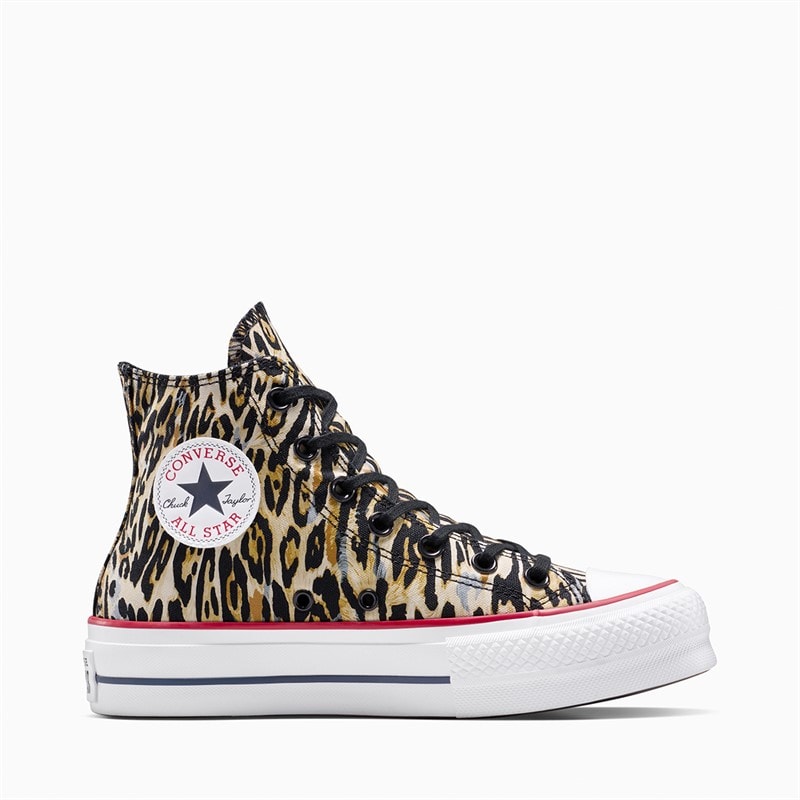 Converse Dames Chuck Taylor All Star Hi Lift Platform Luipaard Sneakers Zwart/Wit/Rood