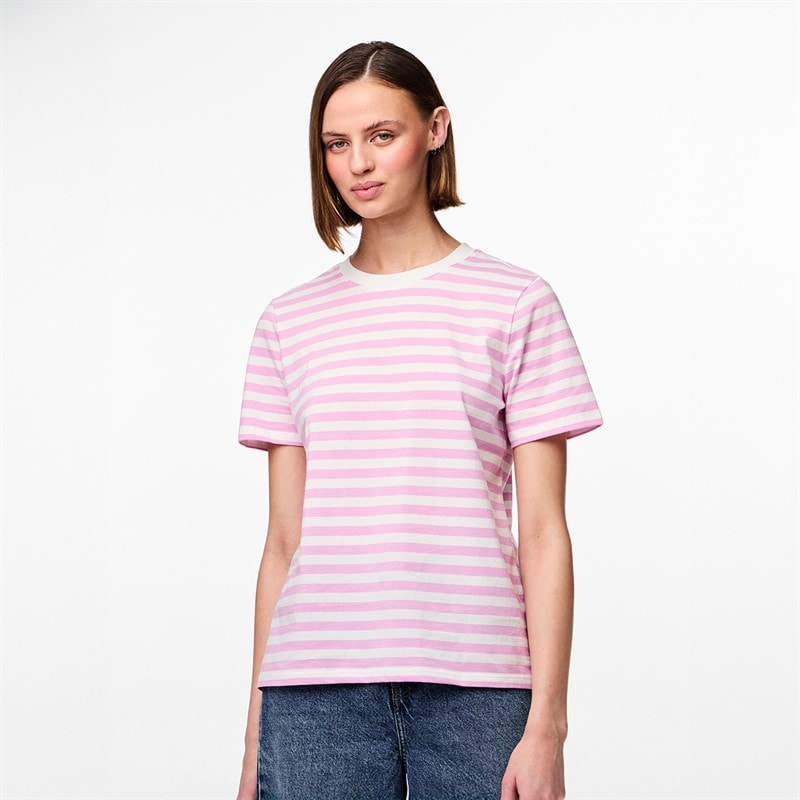Pieces Dames Ria Gestreept T-shirt Pastel Lavender